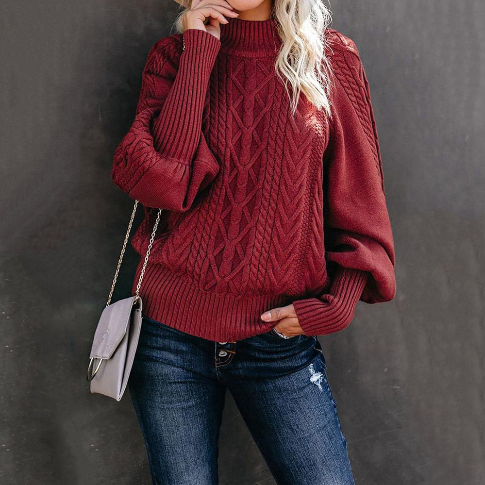 Damen Strickpullover mit hochgeschlossenem Kragen und strukturiertem Design Sovae