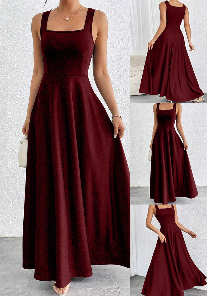 Damen Maxikleid mit weichem Schnitt und quadratischem Ausschnitt Sovae