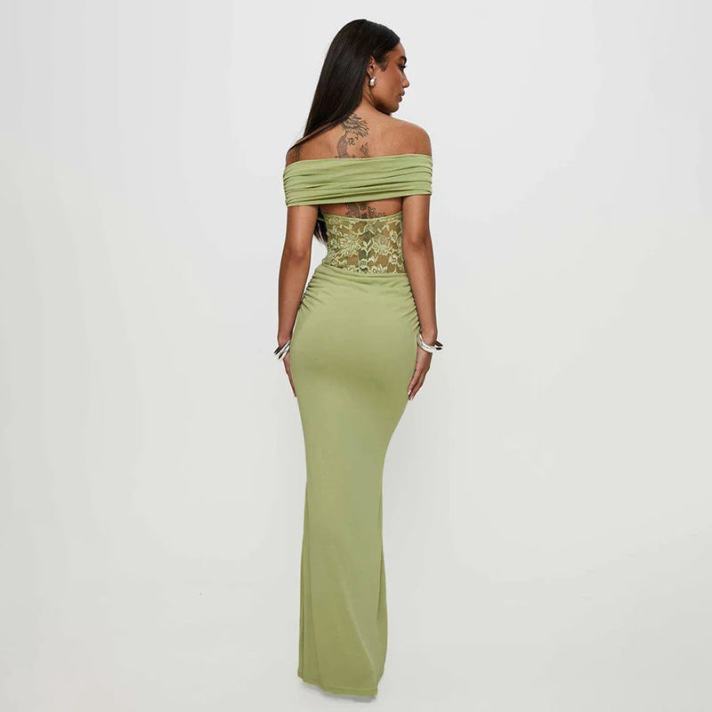 Damen Maxikleid mit Eleganter Spitzenverzierung Sovae