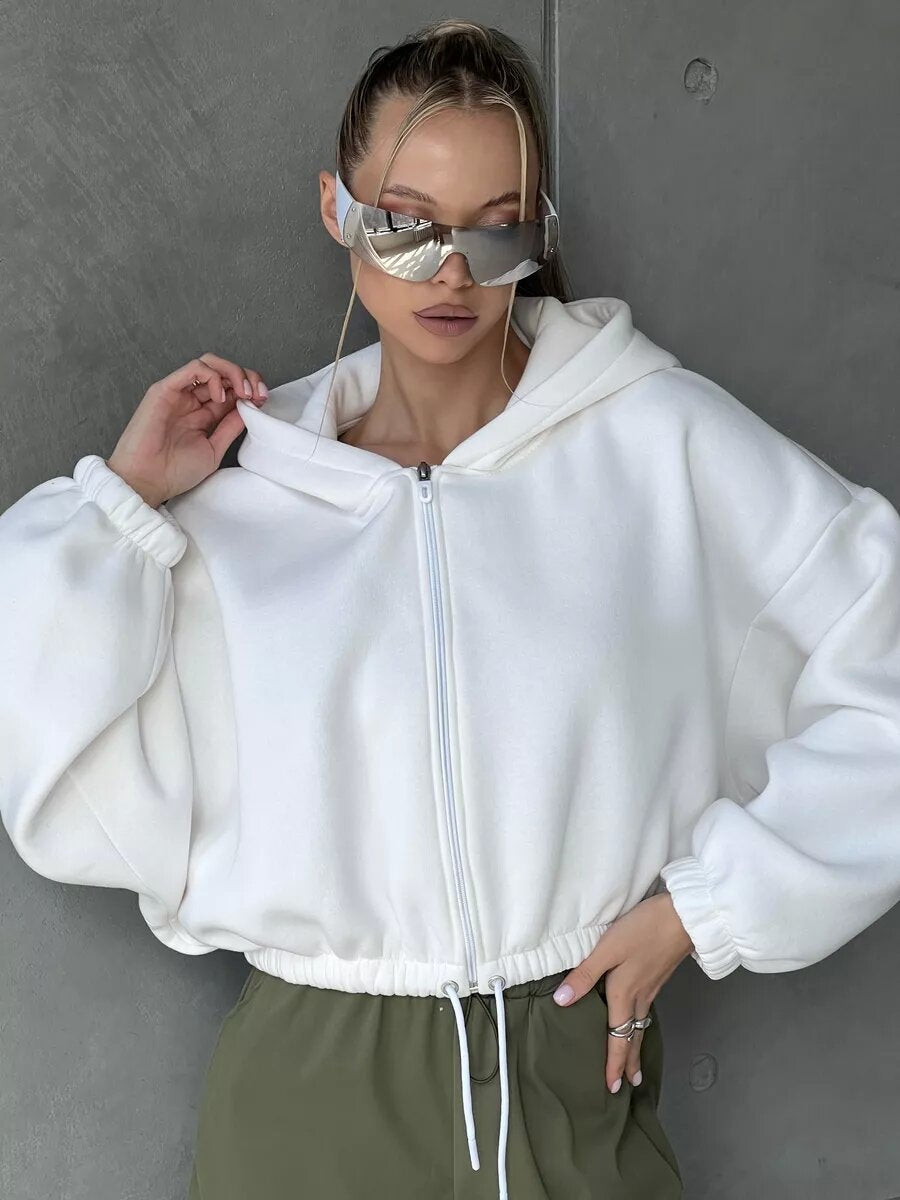 Damen Sportlicher Cropped Hoodie Sovae