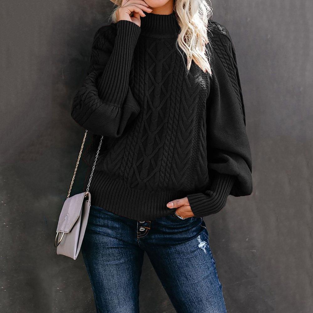 Damen Strickpullover mit hochgeschlossenem Kragen und strukturiertem Design Sovae