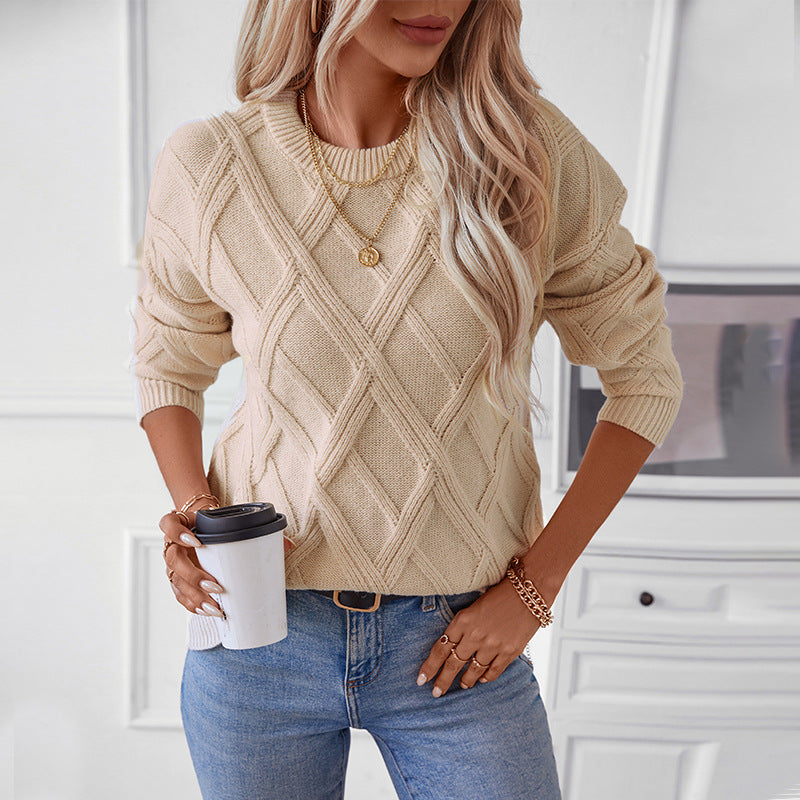 Damen Strickpullover mit modernem Rautenmuster und hochwertigem Material Sovae