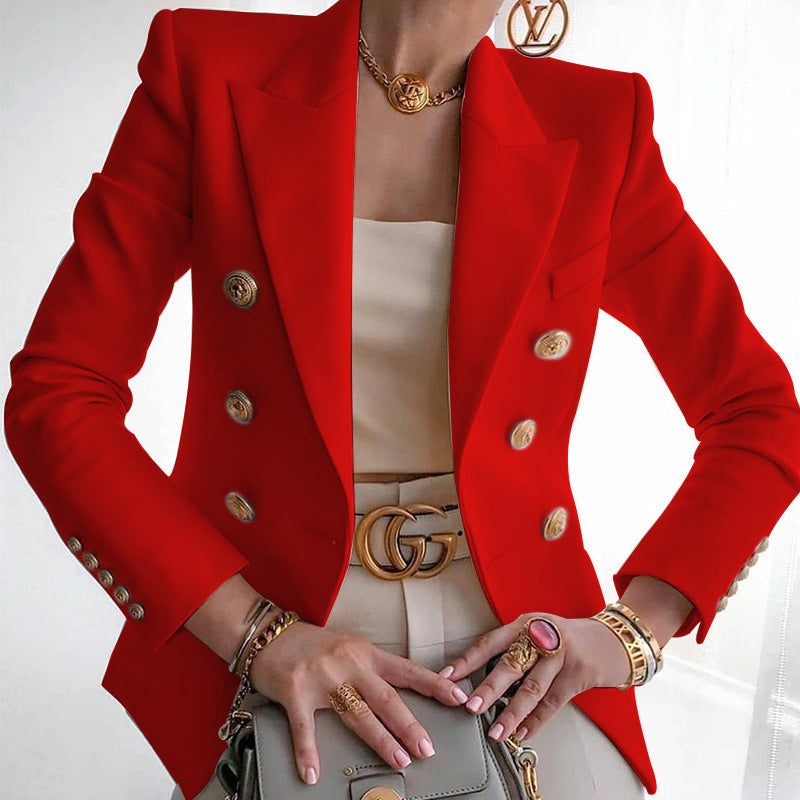 Damen Eleganter Blazer mit doppelter Knopfleiste und tailliertem Schnitt Sovae