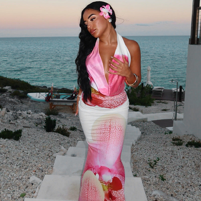 Damen Sommerliches Maxikleid mit floralem V-Ausschnitt Sovae