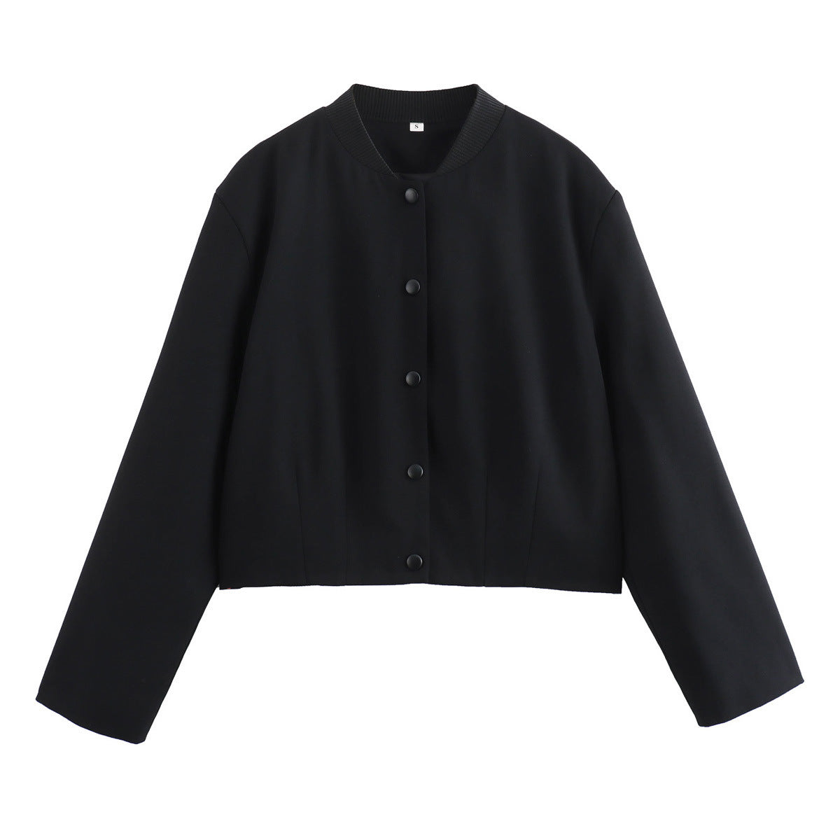 Damen modische Cropped-Jacke mit Knopfverschluss und elastischem Ausschnitt Sovae