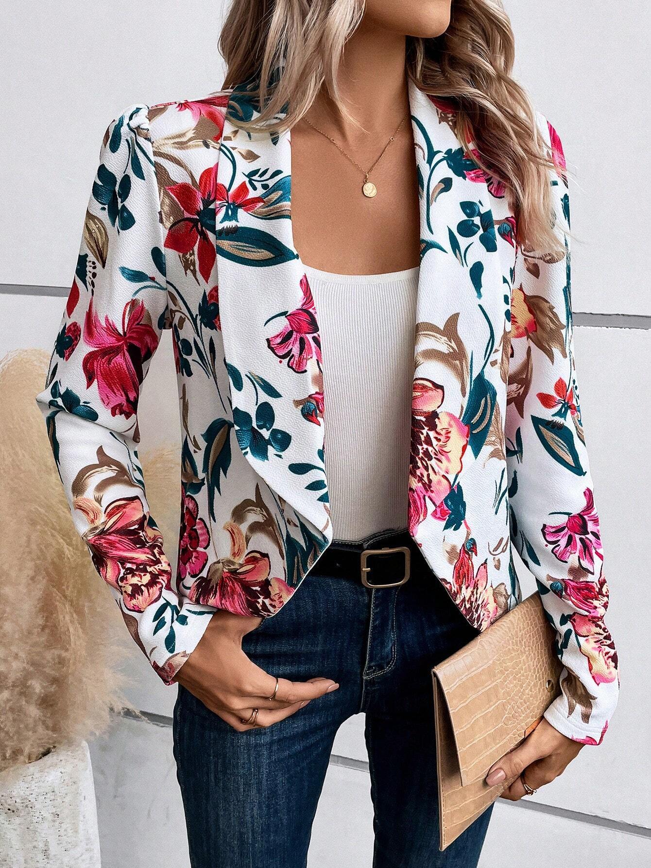 Damen Blazer mit floralem Design Sovae