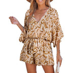 Damen lässiger Kurzoverall mit weitem Schnitt und taillierbarem Band Sovae