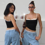 Damen Spaghettiträger Shirt mit Spitze Sovae