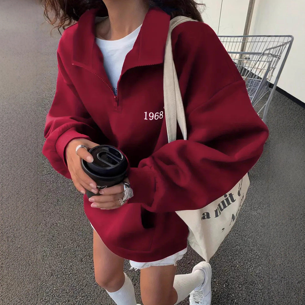 Damen Oversized Fleece-Hoodie mit hohem Kragen Sovae