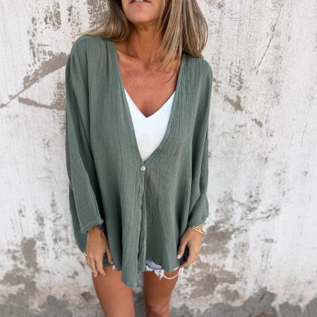 Damen lockerer Cardigan mit Knopf Sovae