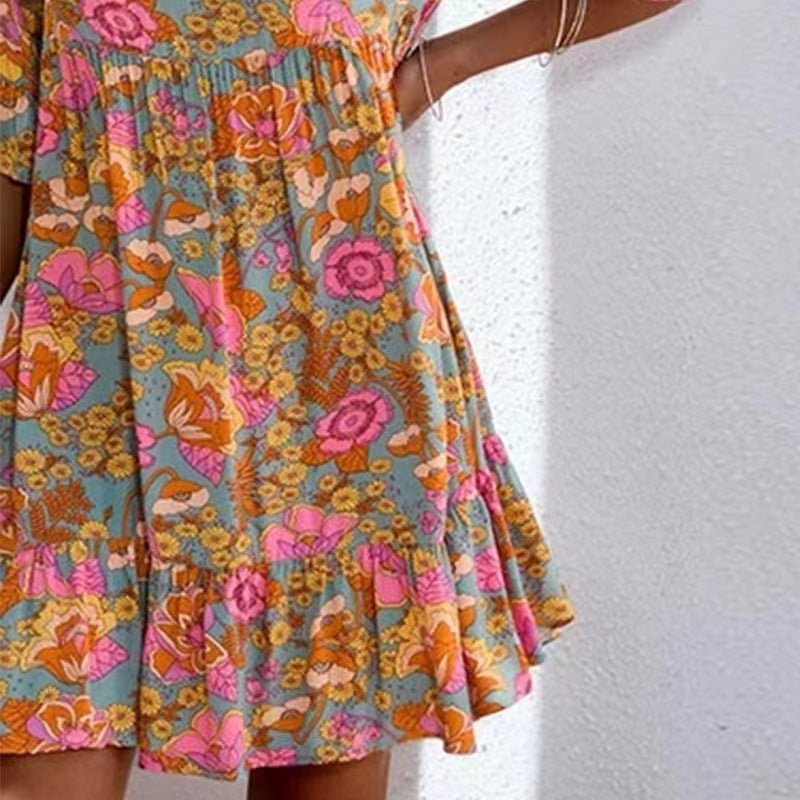 Damen Sommerkleid mit Volants und V-Ausschnitt Sovae