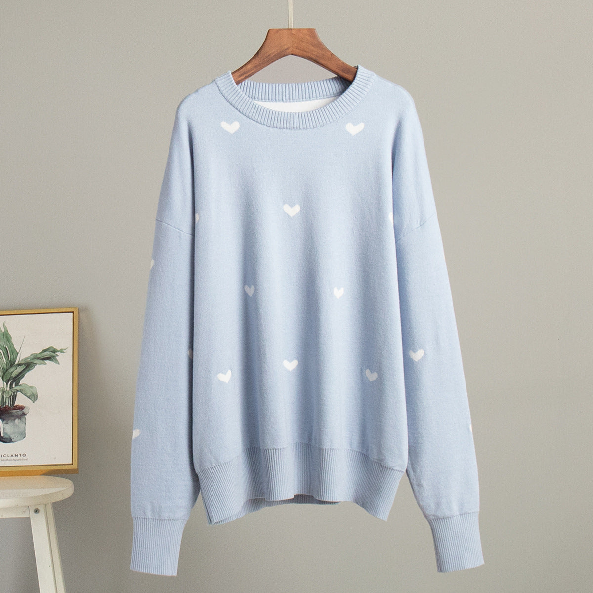 Damen Lässiger Pullover mit Herz-Muster Sovae