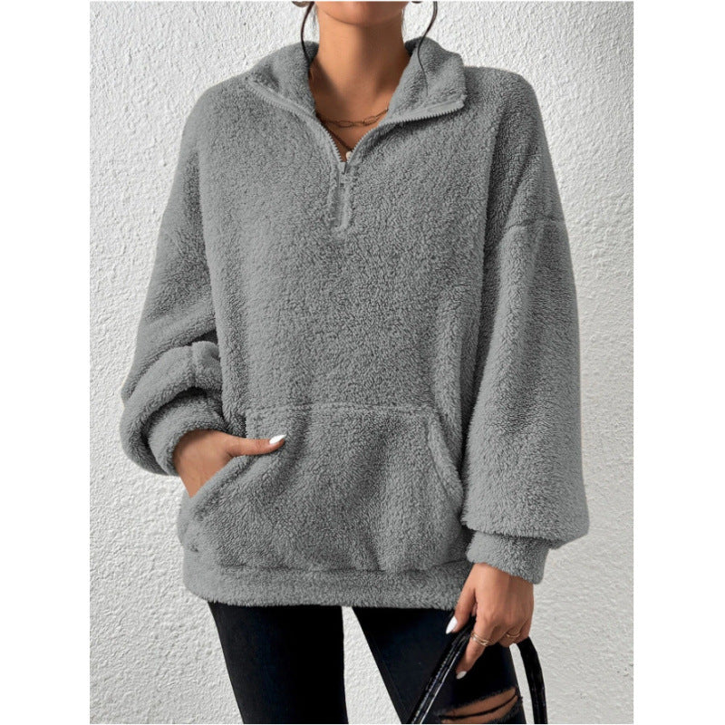 Damen Fleece-Pullover mit hohem Kragen Sovae