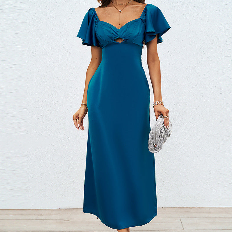 Damen elegantes Maxikleid mit voluminösen Ärmeln und taillierter Silhouette Sovae