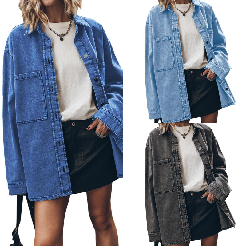 Damen Oversized Jeansjacke Sovae