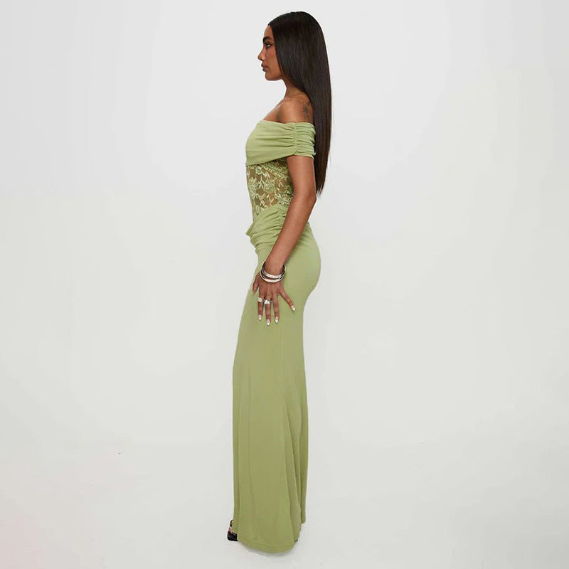Damen Maxikleid mit Eleganter Spitzenverzierung Sovae
