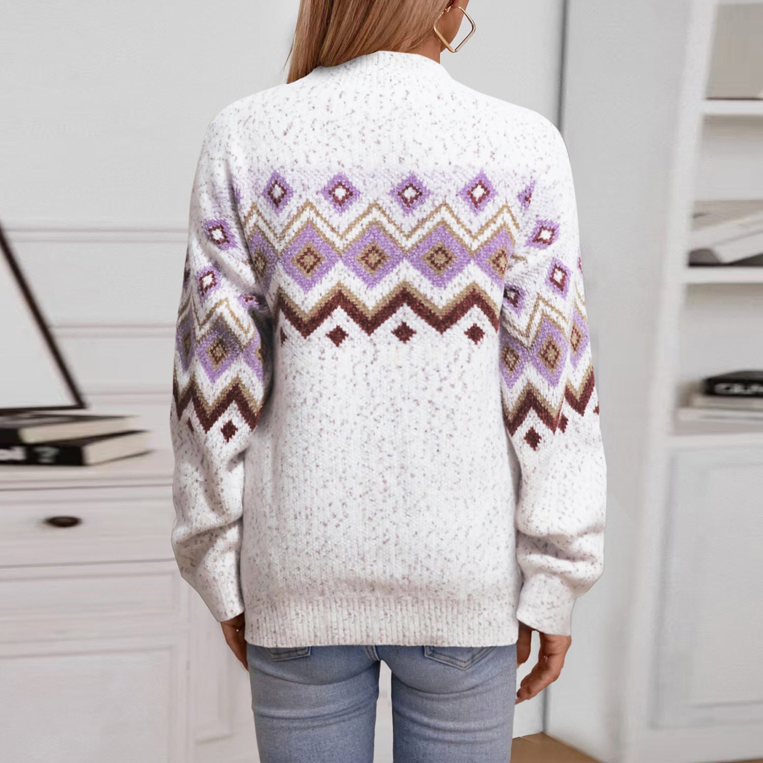 Damen Strickpullover mit geometrischem Muster Sovae