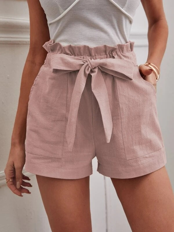 Damen Tailored Shorts mit Krawatte und praktischen Taschen Sovae