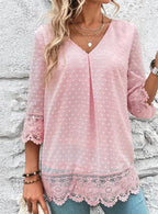 Damen luftige Bluse mit eleganten Spitzendetails Sovae