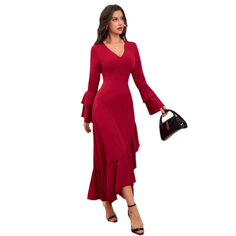 Damen Elegantes Maxikleid mit voluminösen Ärmeln Sovae
