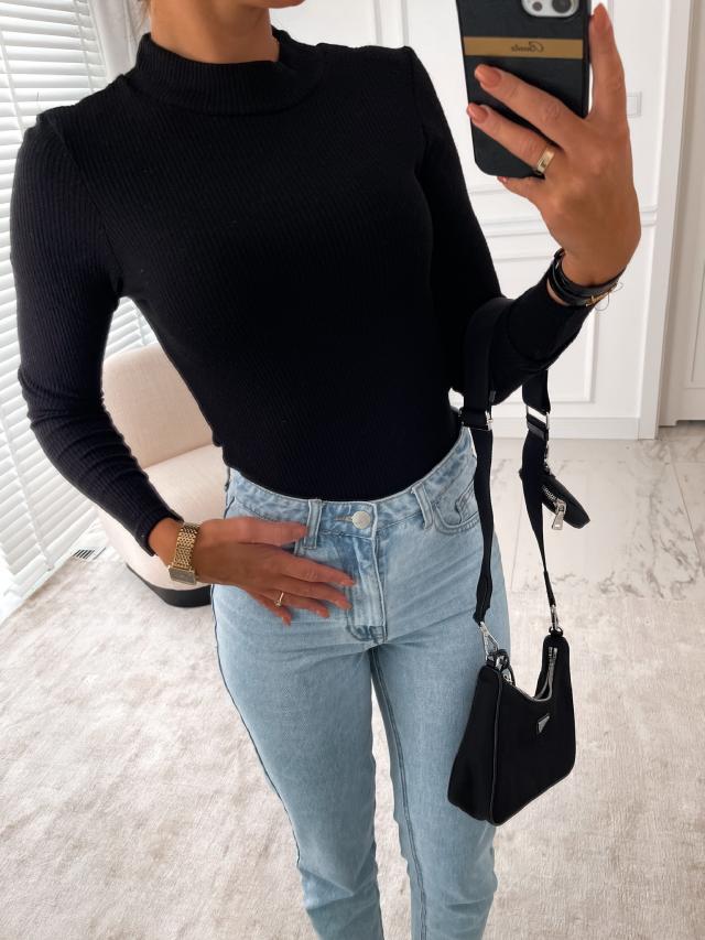 Damen Langarmshirt mit Stehkragen und geripptem Design Sovae