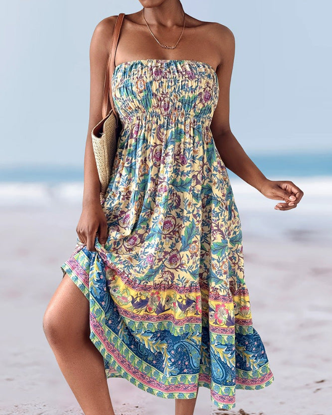 Damen luftiger Maxirock mit floralem Design Sovae