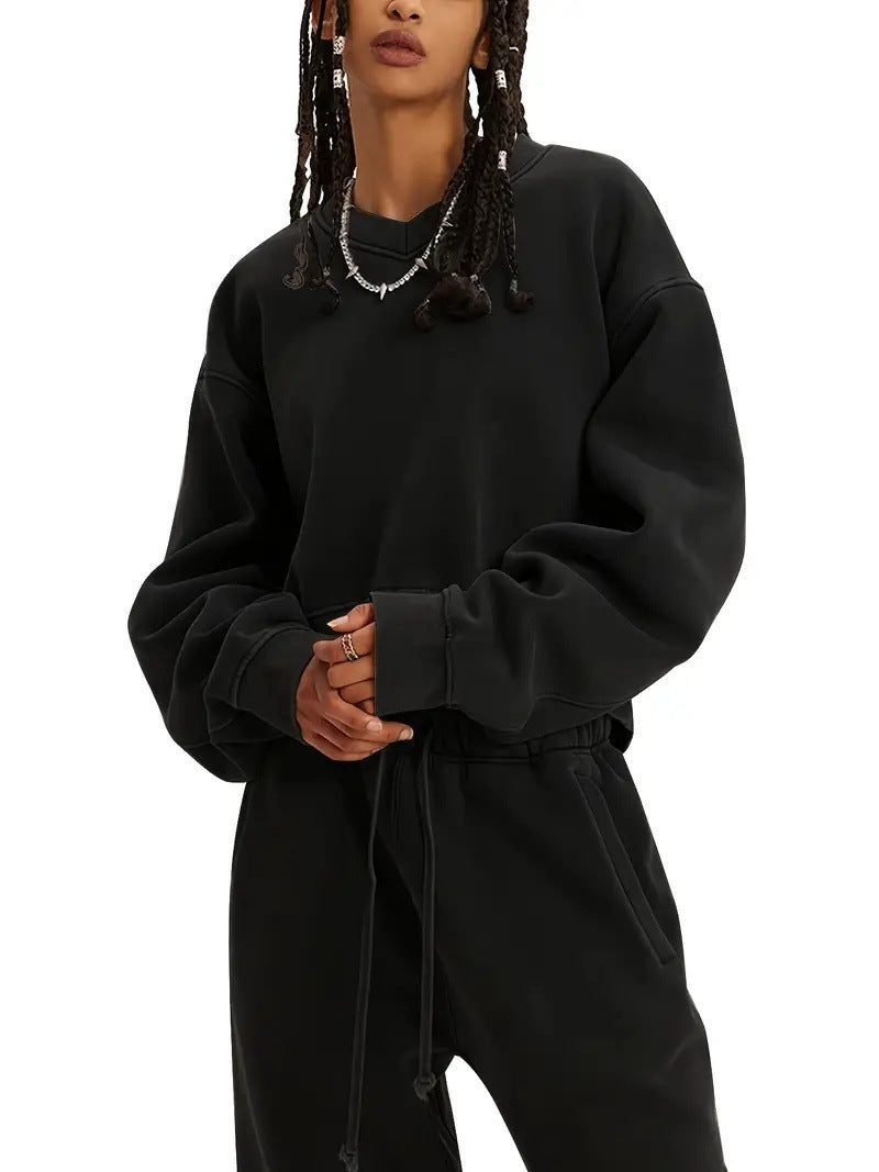 Damen lässiger Oversized Pullover mit elastischen Bündchen Sovae