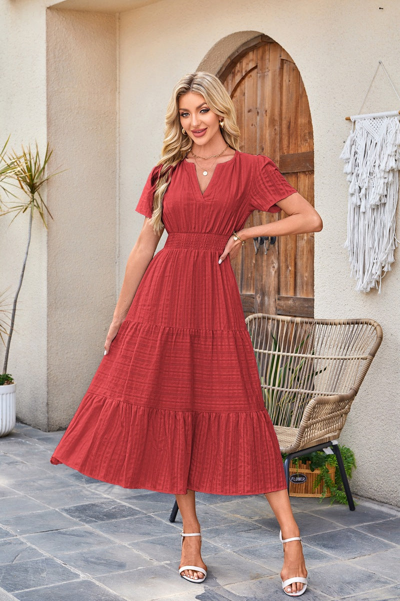 Damen Maxikleid mit voluminösem Rock Sovae