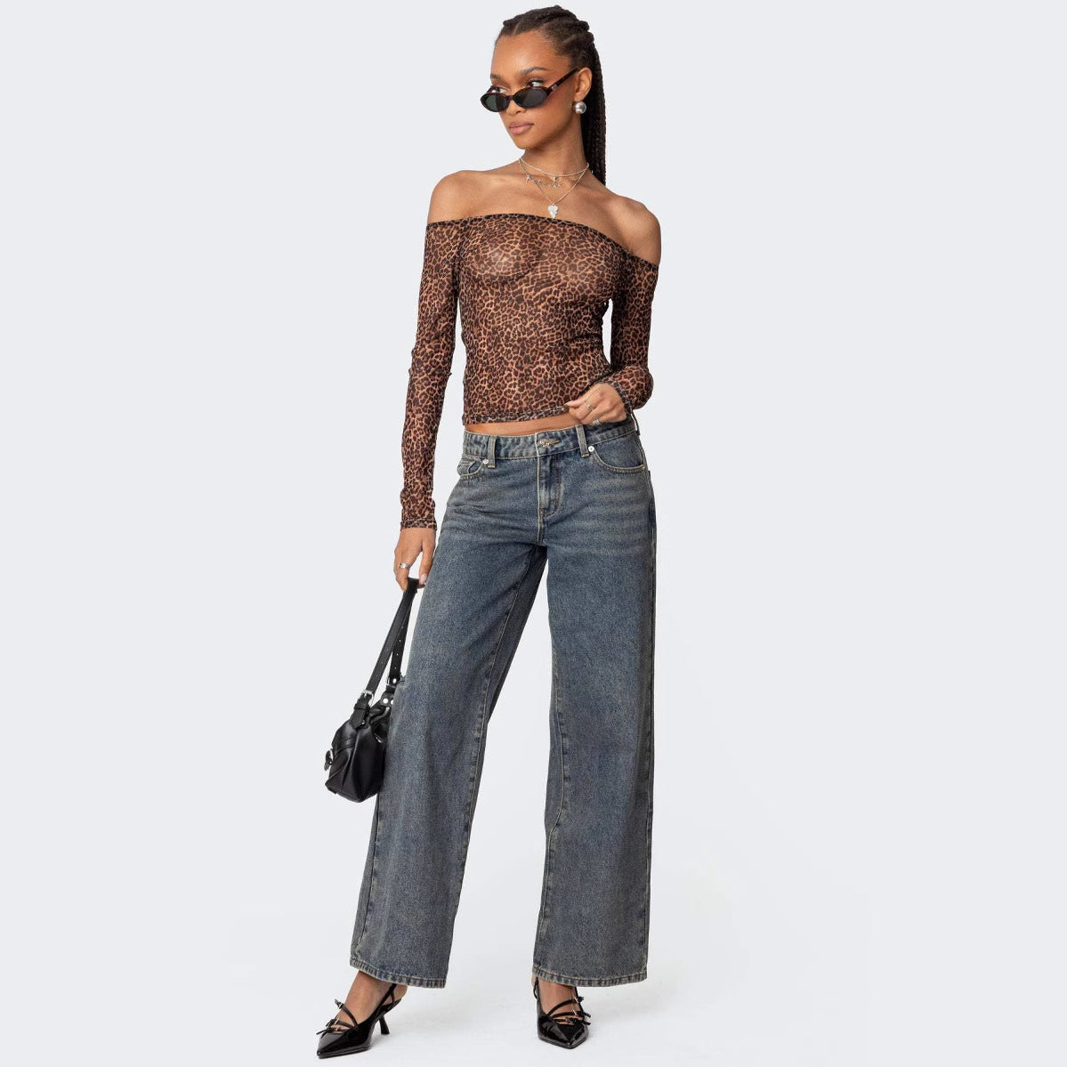 Damen Weit geschnittene Denim-Jeans mit klassischem Schnitt Sovae