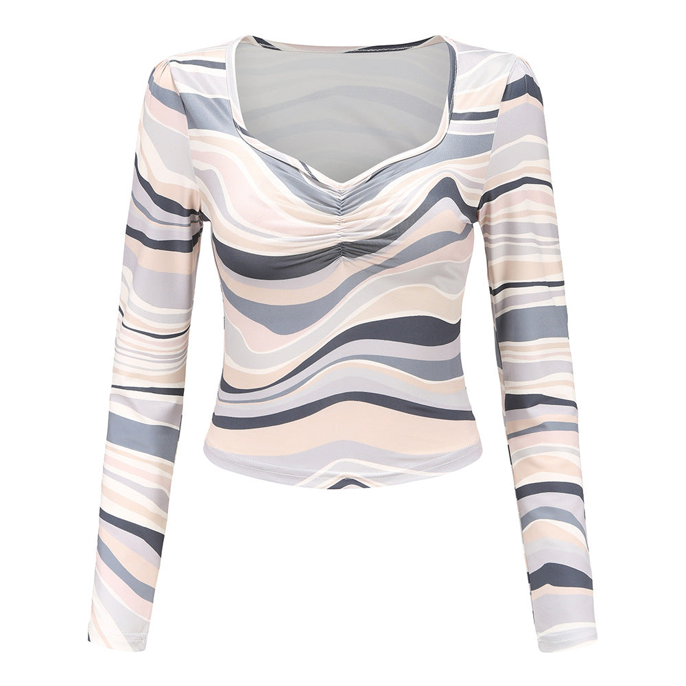 Damen Langarmshirt mit modernem Wellenmuster Sovae