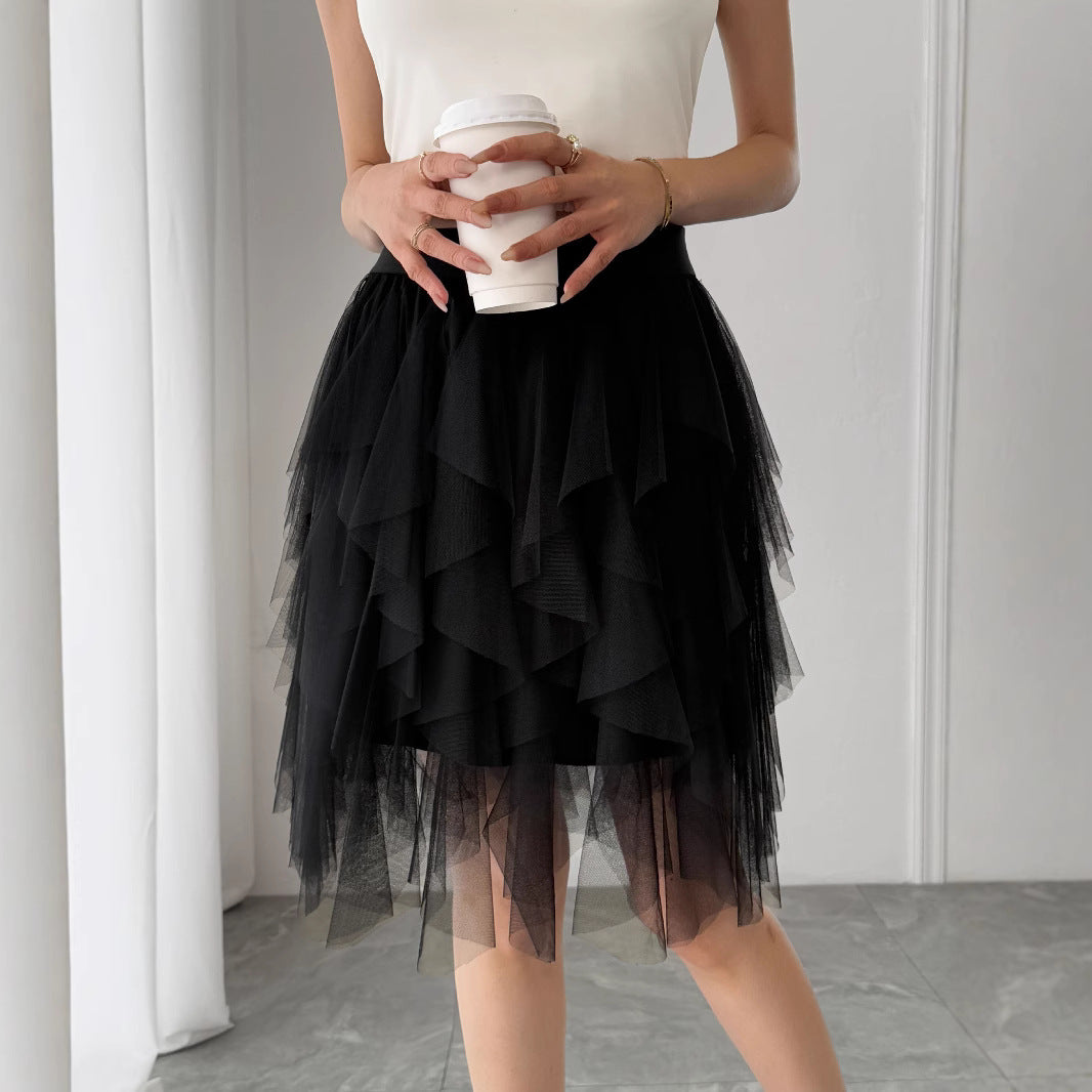 Damen Tüllrock mit Rüschen Sovae