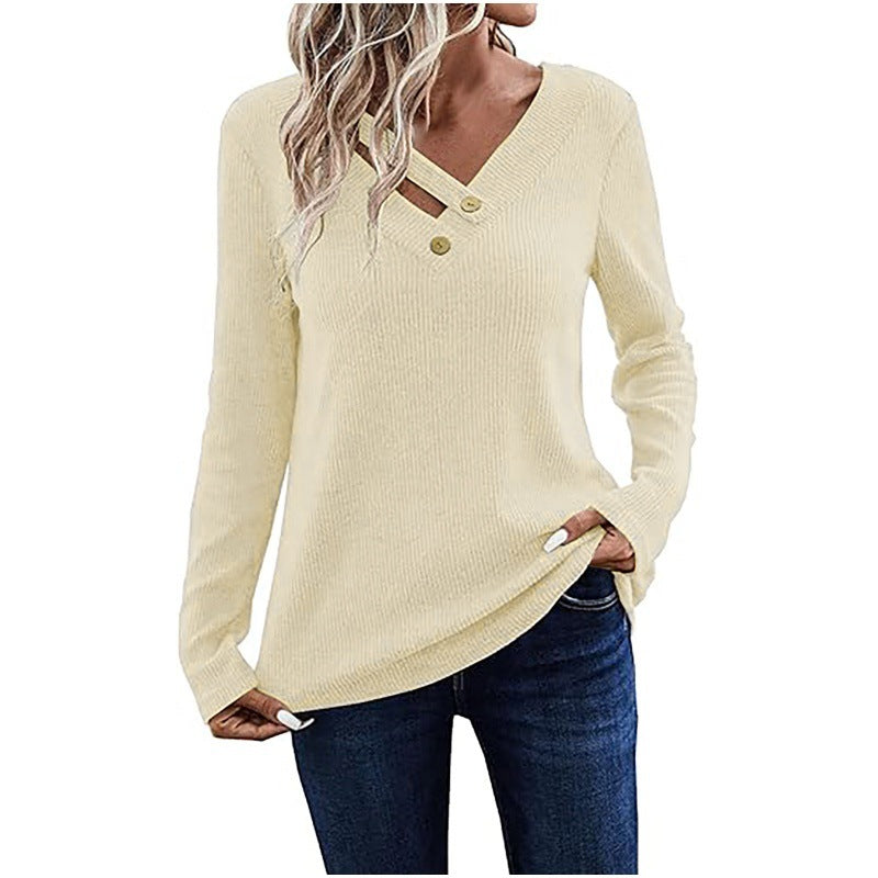 Damen Langarmshirt mit Knopfdetails Sovae