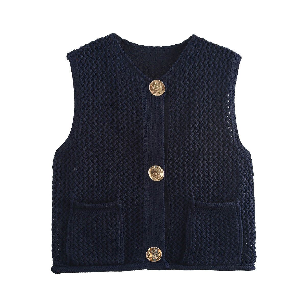 Damen Strickweste mit Knopfdetails und praktischen Taschen Sovae