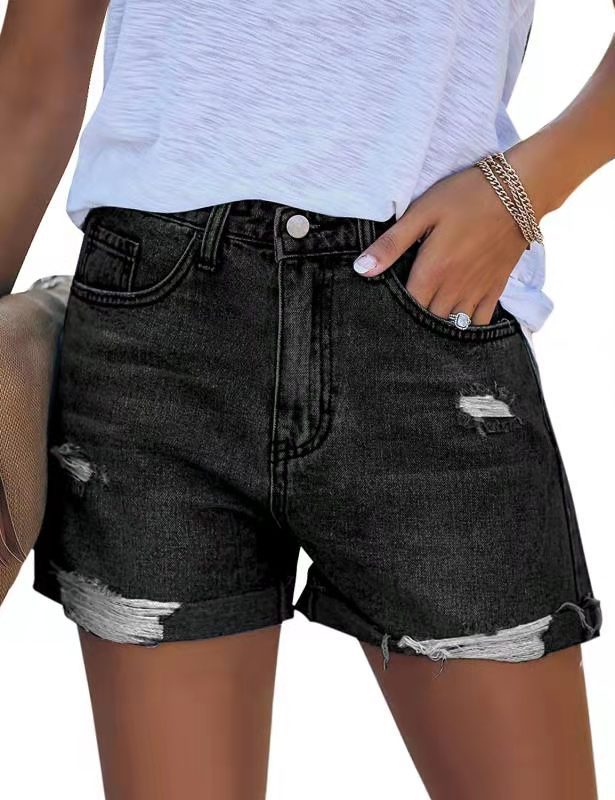 Damen High-Waist Denim-Shorts Sovae
