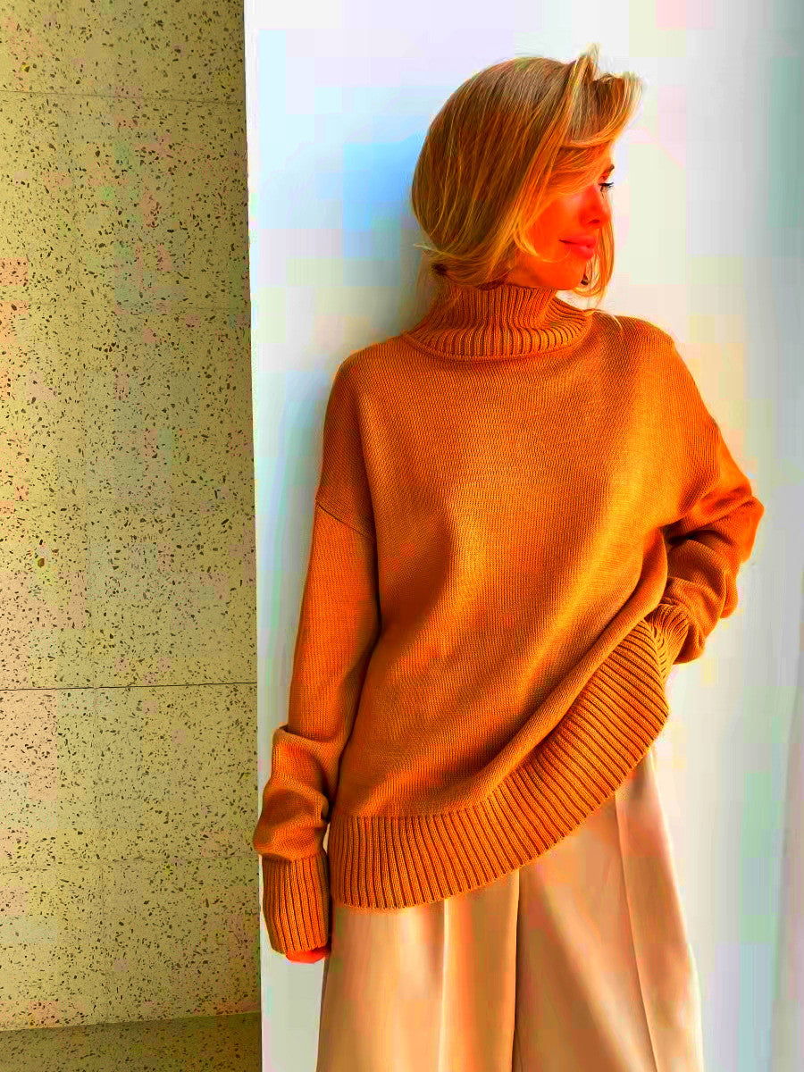 Damen eleganter Rollkragenpullover aus feinem Strick Sovae