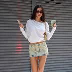 Damen Lockeres Langarmshirt mit weitem Ausschnitt Sovae