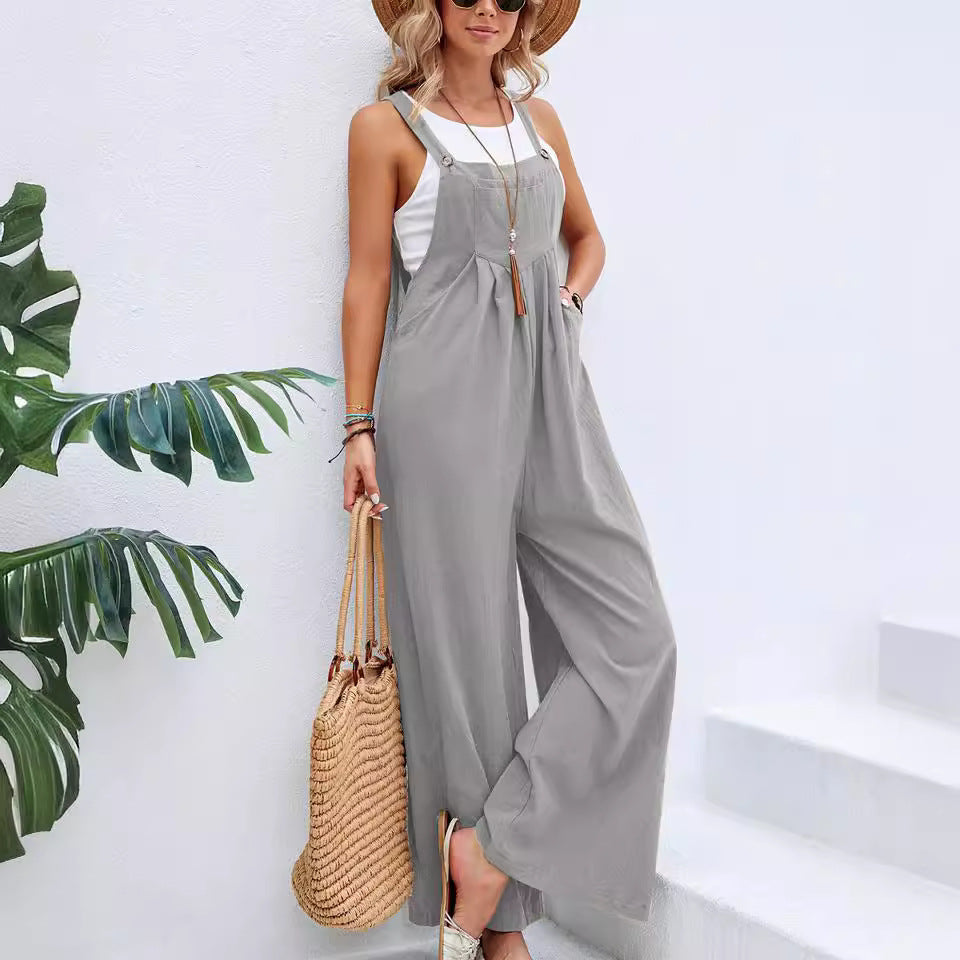 Damen lässiger Jumpsuit mit breiten Beinen und modischen Trägern Sovae