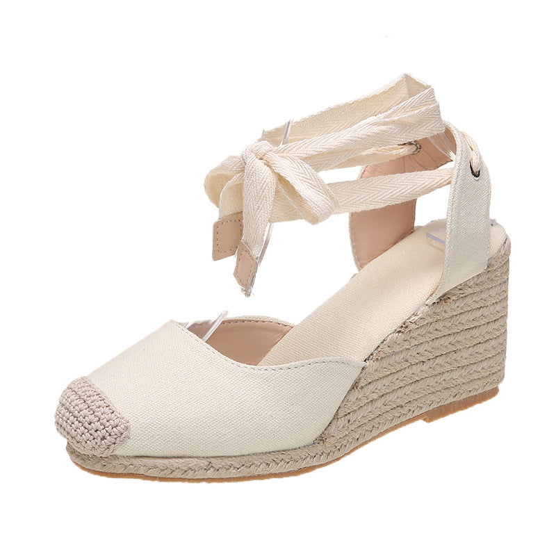Damen Espadrilles mit raffiniertem Bindegürtel Sovae