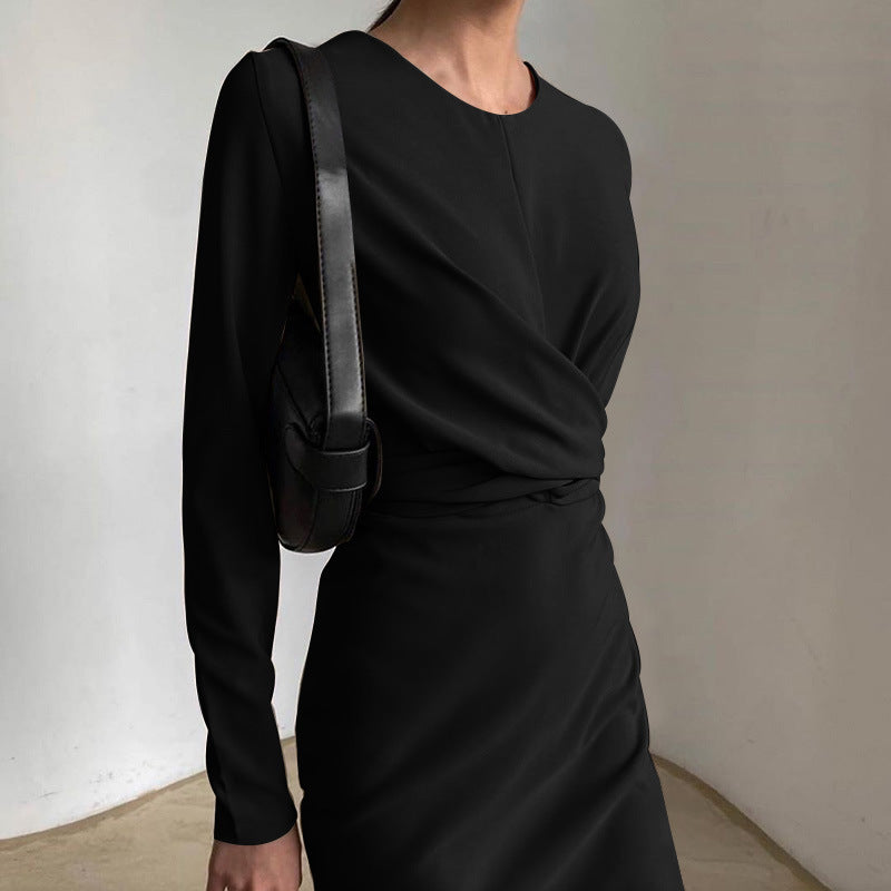 Damen Elegantes Wickelkleid mit langem Arm und fließendem Schnitt Sovae
