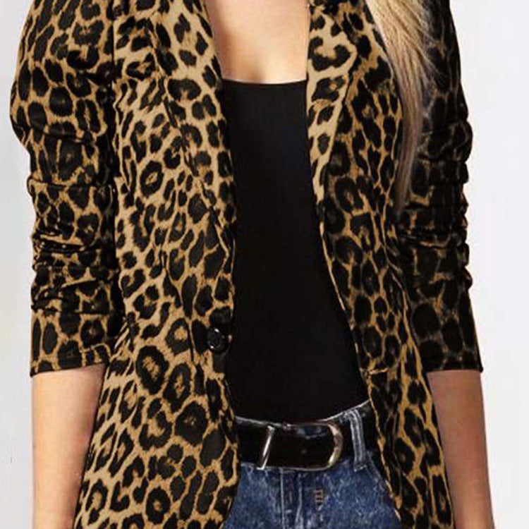 Damen Modischer Blazer im Leopardenmuster mit eleganten Details Sovae