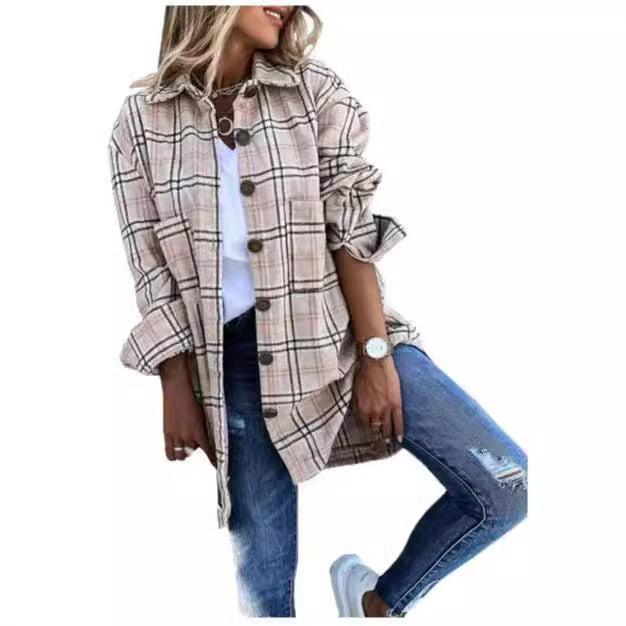 Damen Karierte Overshirt Sovae