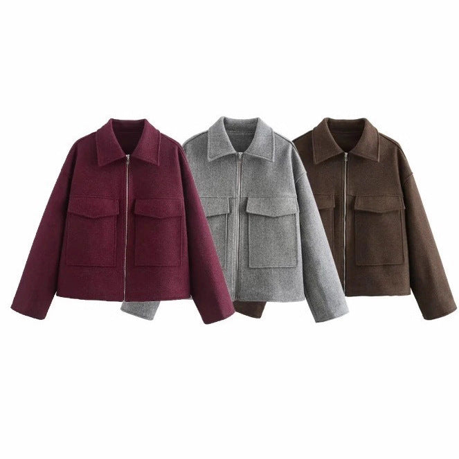 Damen lässige Steppjacke mit großen aufgesetzten Taschen und modernem Schnitt Sovae