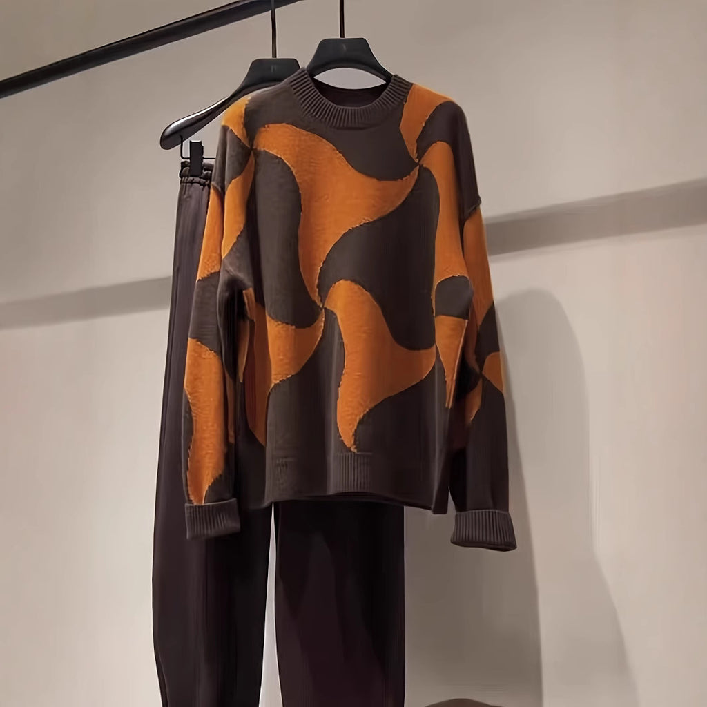 Damen Übergroßer Pullover mit einzigartigem Muster Sovae