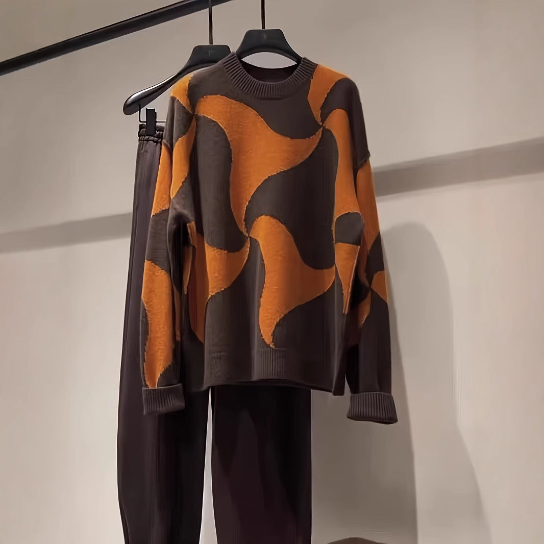 Damen Übergroßer Pullover mit einzigartigem Muster Sovae