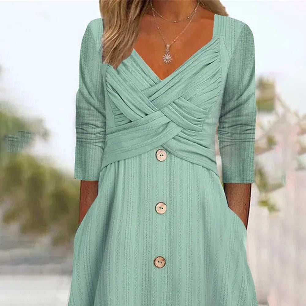 Damen Midikleid mit schmeichelndem Wickeloberteil Sovae