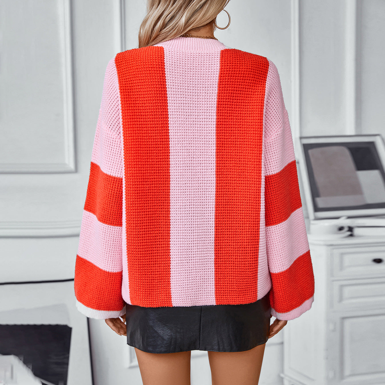 Damen Strickpullover mit innovativem Blockstreifen-Design und lässigem Schnitt Sovae