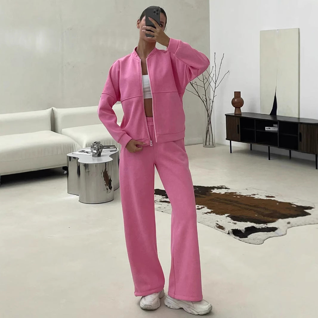 Damen Sportliches Fleece-Set mit durchgehendem Reißverschluss Sovae