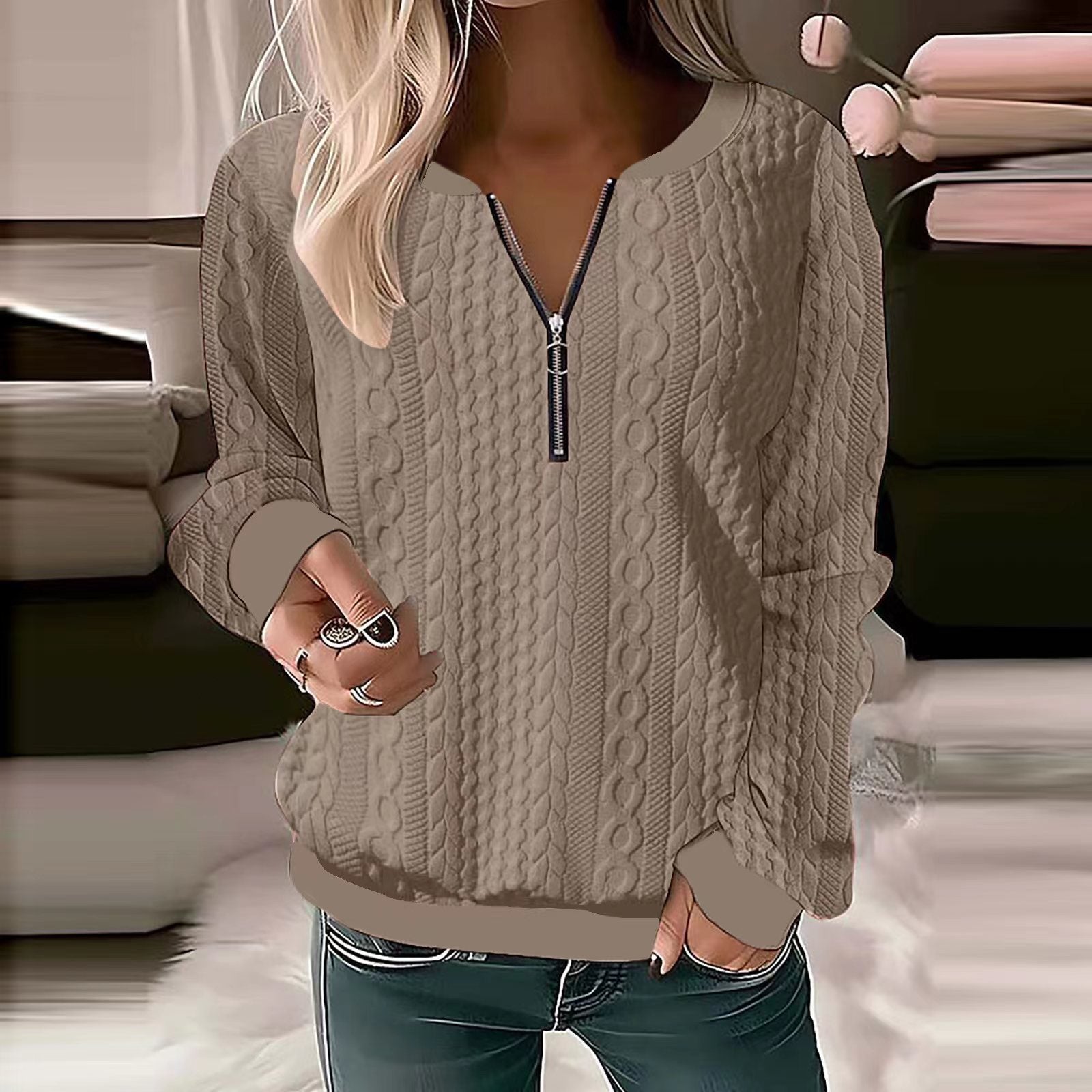 Damen gemütlicher Strickpullover Sovae