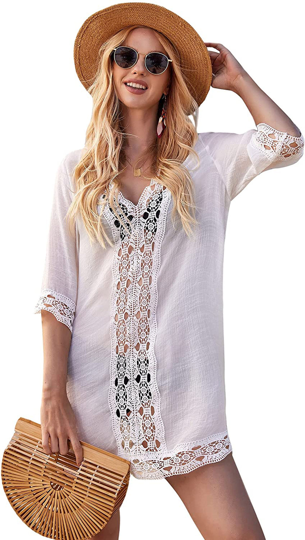 Damen Strandkleid mit eleganten Häkelapplikationen Sovae