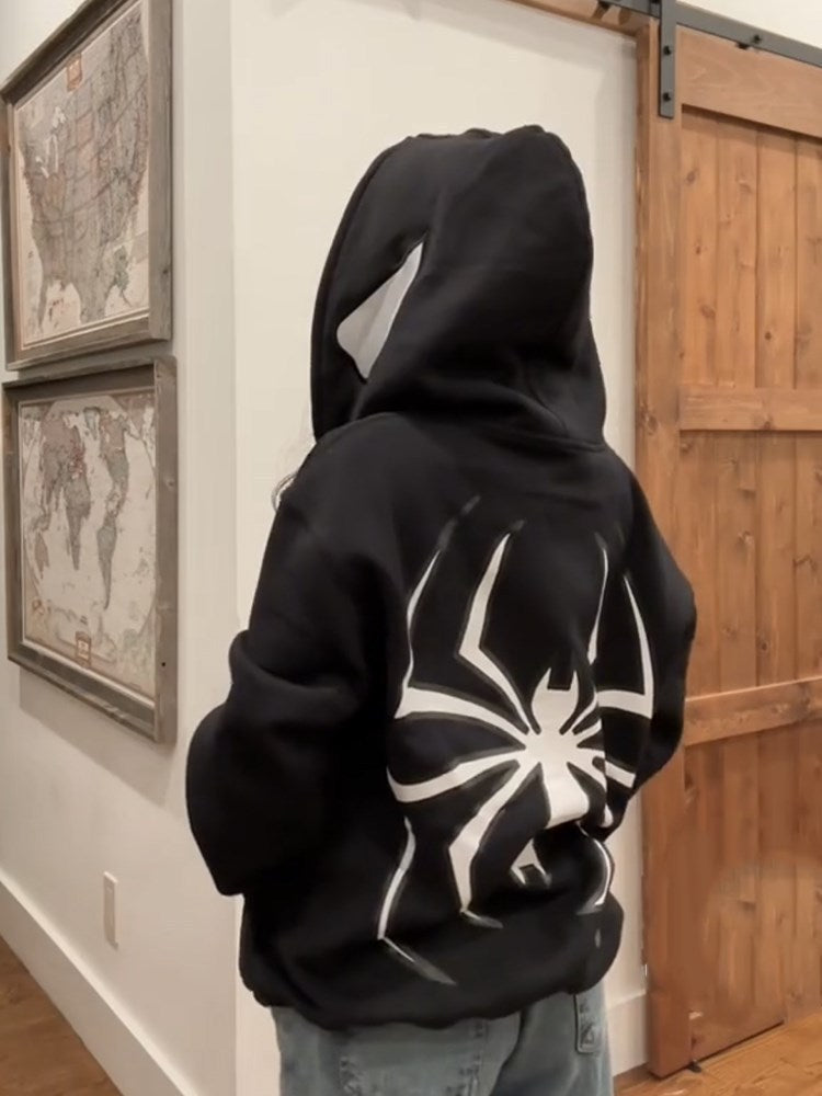 Damen Kapuzenpullover mit künstlerischem Spider-Motiv Sovae